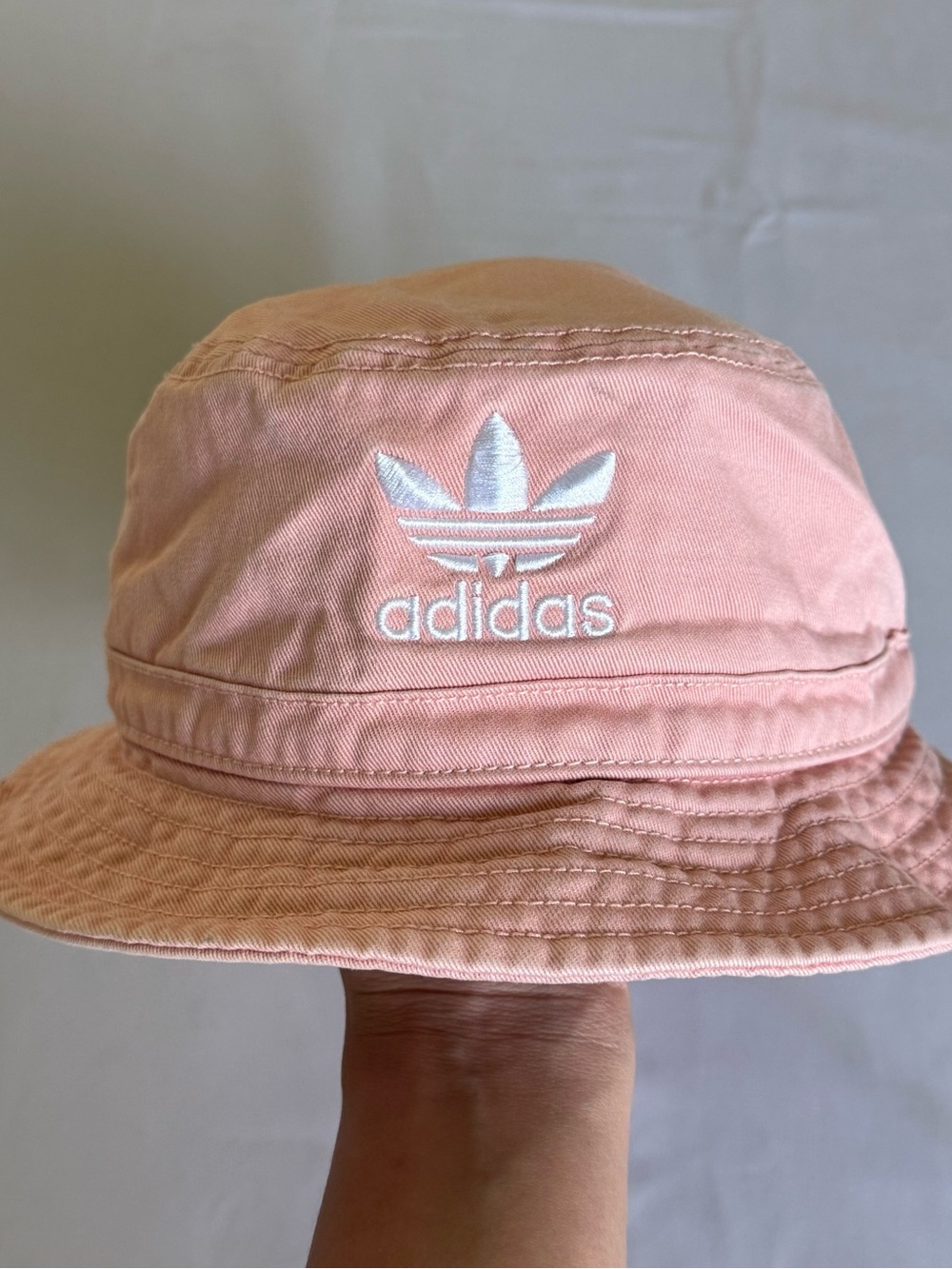 adidas Light Pink Bucket Hat with White Trefoil